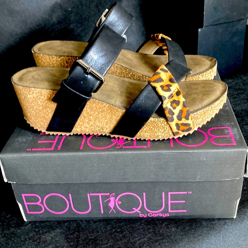 Black Leopard Sandal
